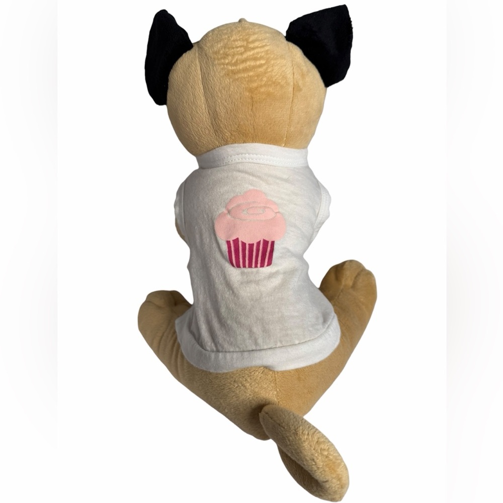 White Dog Shirt with Pink Cupcake Screenprint size Small